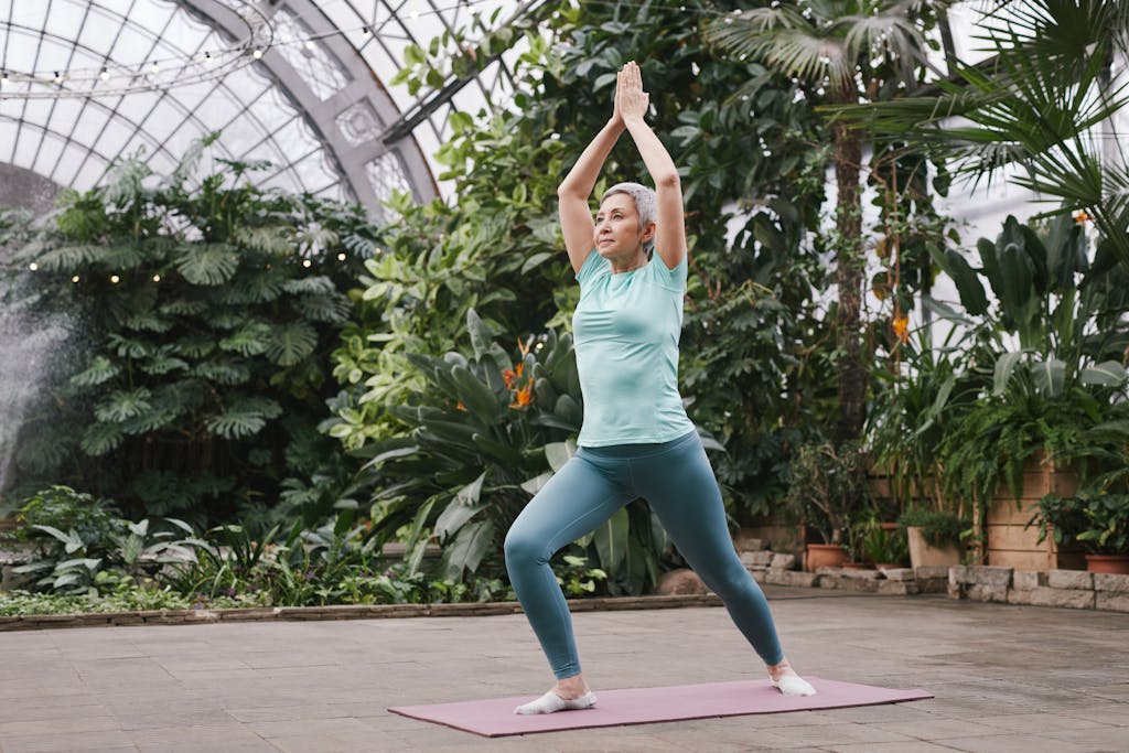 Senior Woman Practicing Yoga to Prevent Falls